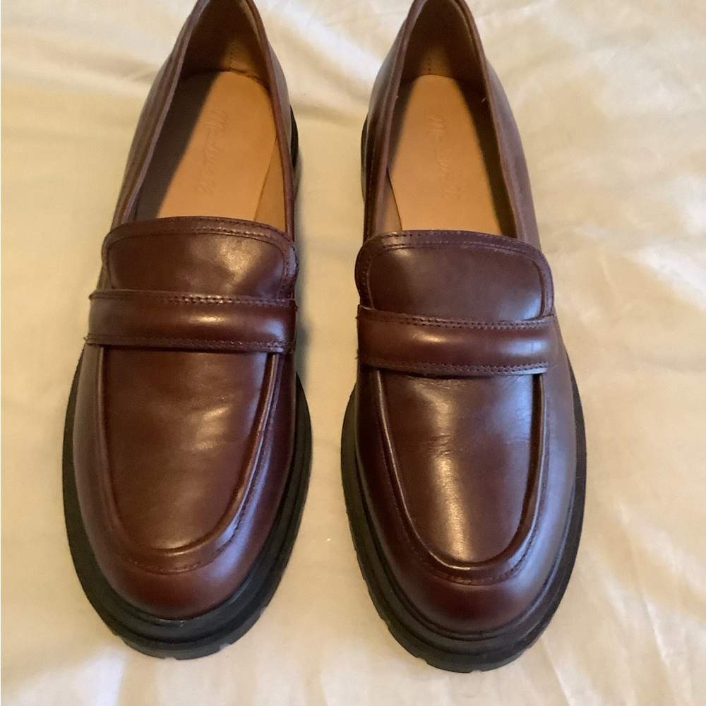 Madewell Bradley Lugsole Loafer Cherry Wood Leather size 10.5. NWOT - Picture 2 of 4